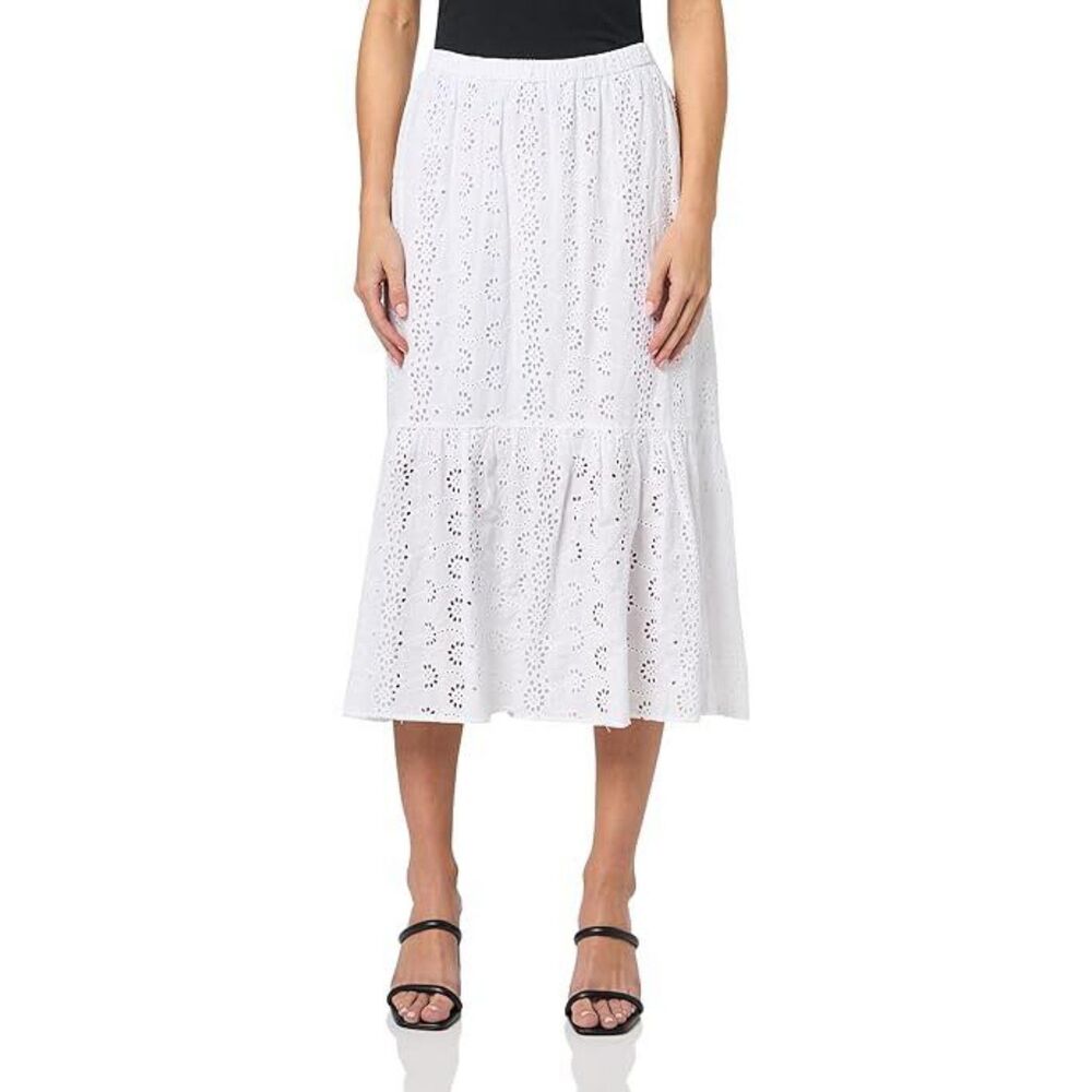 Joie White Eyelet High Low Midi Summer Skirt, Size Small